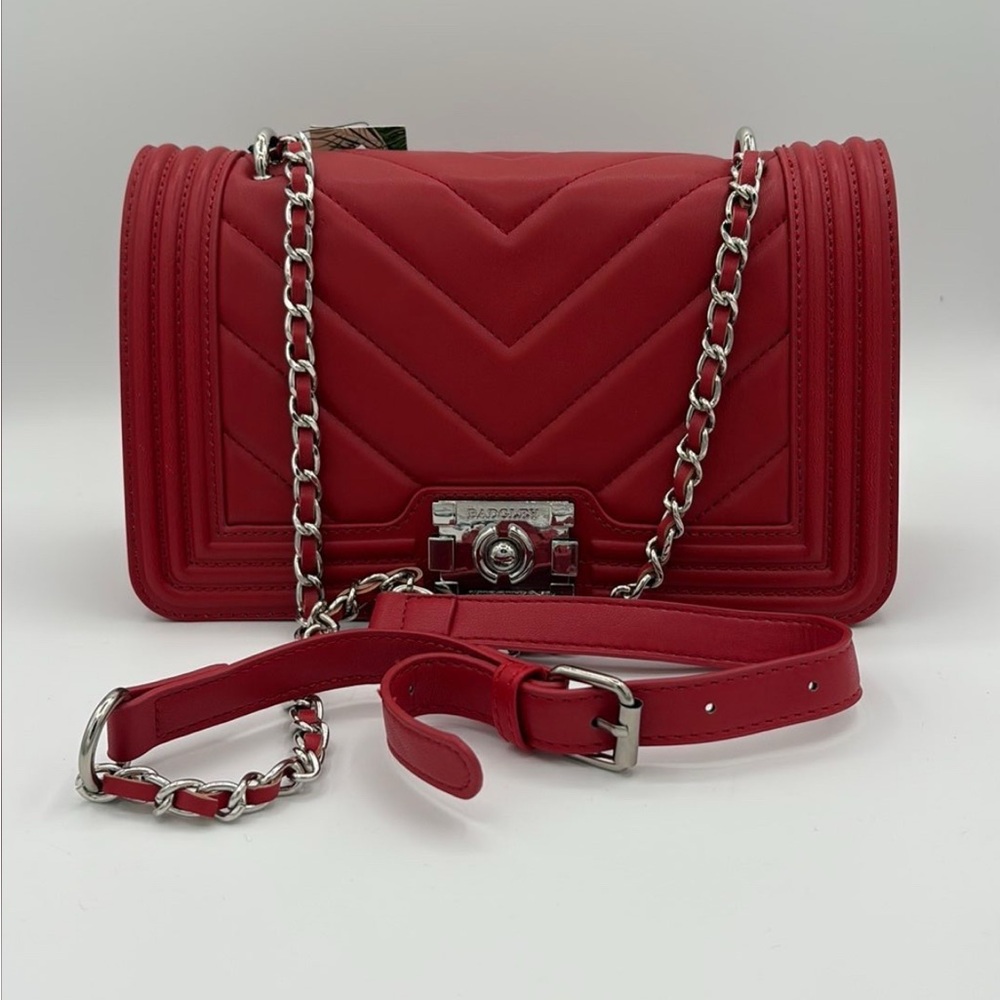 Badgley Mischka Red Quilted Crossbody Bag